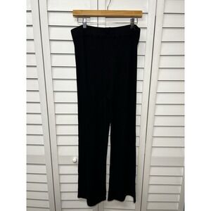Spring + Mercer High Rise Ribbed Wide Leg Pull On Pants Women's Size Large Black